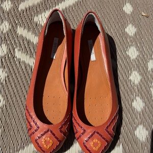 Geox Orange Flats with Geometric Toe Design